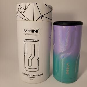 VMINI Can Cooler Slim 12 oz Glitter Two Tone Stainless Steel Insulated Purple